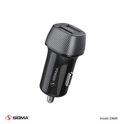 Sigma 2.4A Dual USB Ultra Fast Car Charger with Micro-USB cable included