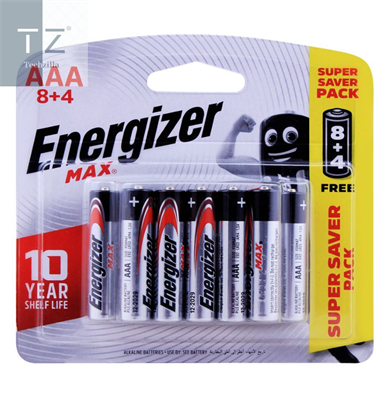 Energizer MAX AAA Batteries, 8+4, Super Saver Pack, BP8+4 (Pack of 12)