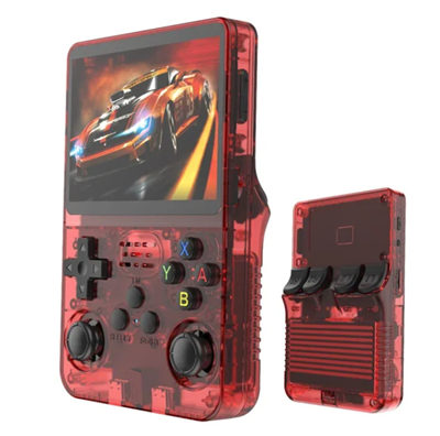 R36S Retro Handheld Video Game Console Linux System 3.5 Inch IPS Screen 128GB (RED)