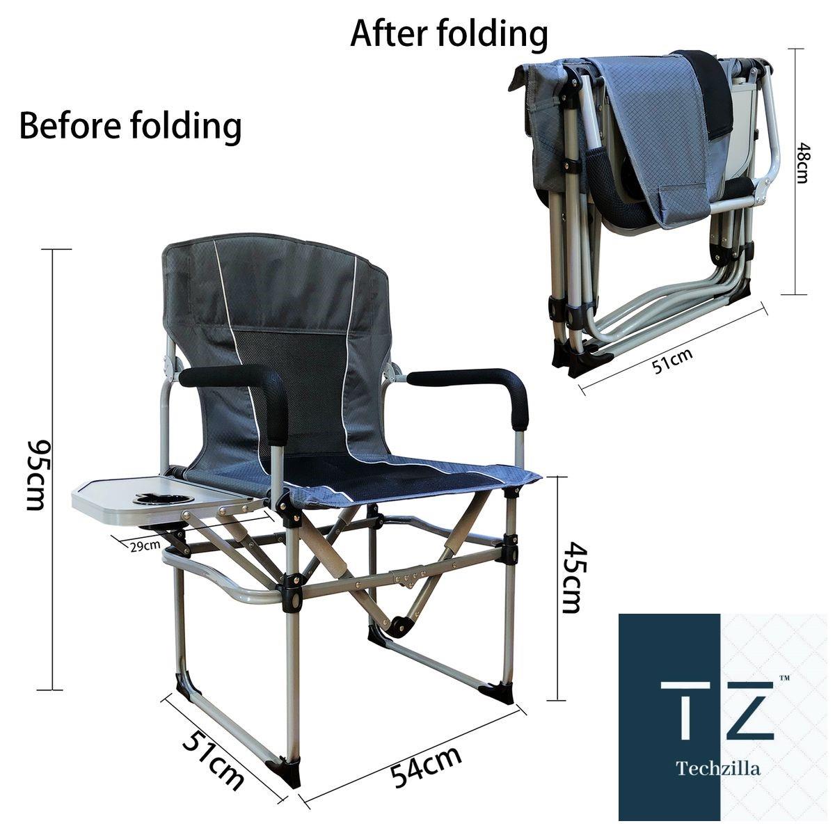 Portable Folding Camping Director's Chair with Side Table