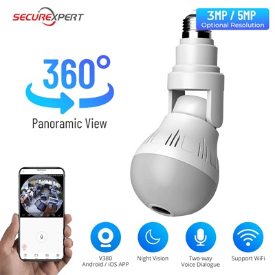 Wi-Fi Panoramic Fisheye Rotatable Bulb Camera 2MP