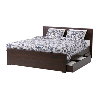 Bed frame with 4 storage boxes - Brown 