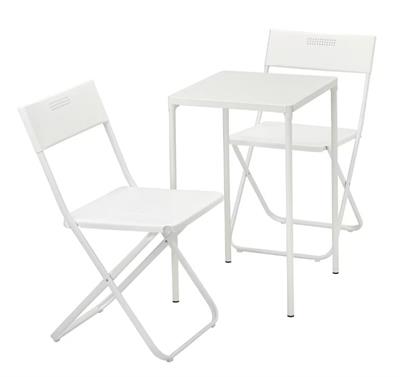 Table+2 folding chairs, outdoor, white/white