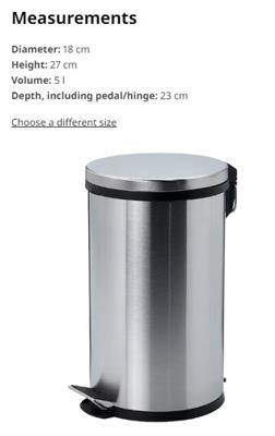 Pedal bin, stainless steel, 5 l