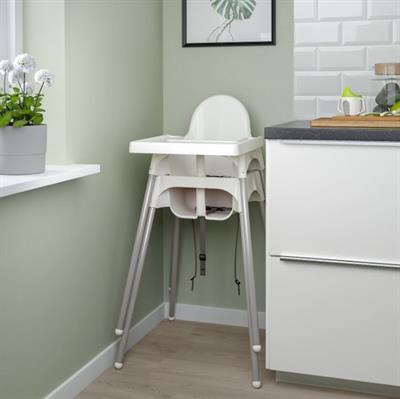 IKEA ANTILOP Highchair with tray, white/silver-colour
