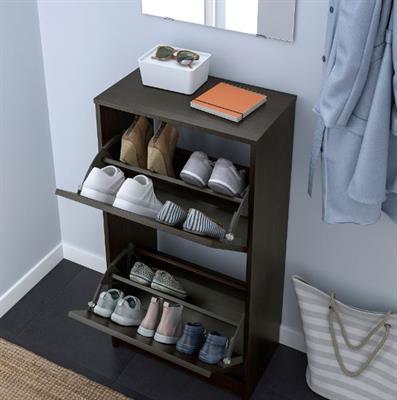 IKEA Shoe cabinet with 2 compartments, black/brown 49x28x93 cm
