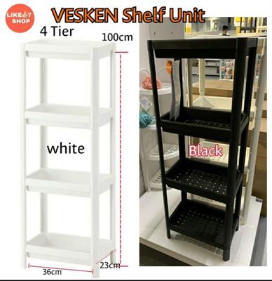 IKEA Shelf unit, Vesken, black white colors , 37x23x101 cm, 4 tiers