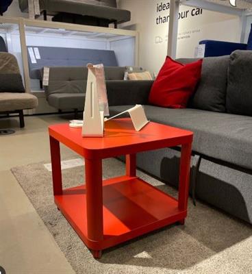 IKEA Side Table on Castors, Red/Grey 50x50 cm