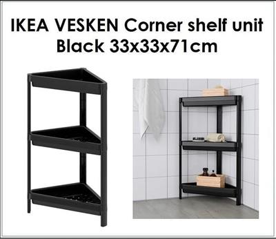 VESKEN Corner shelf unit, Black, 33x33x71 cm