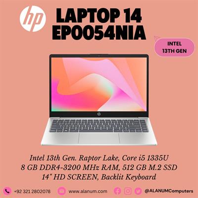 HP Notebook 14-ep0054nia, Ci5 13TH, 8Gb, 512GB SSD, 14" HD, BL-K, Dos, Silver