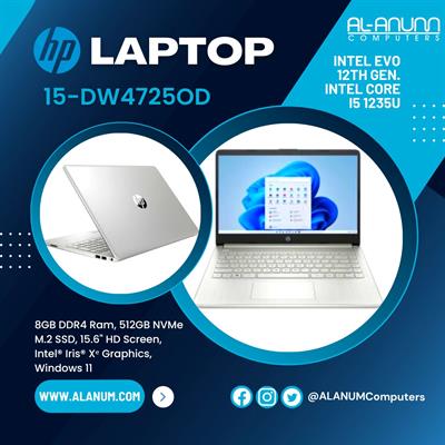 HP Notebook 15-dw4725od, Ci5 12TH, 8Gb, 512GB SSD, 15.6" HD, W11, Silver