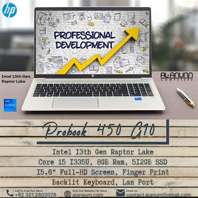 HP ProBook 450 G10, Ci5 13Th, 8GB, 512GB, 15.6" FHD, FP, BL-K, LP, Dos - Silver