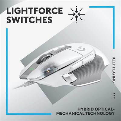 Logitech G502 X Gaming Mouse, Hero 25K Sensor, Wired, White