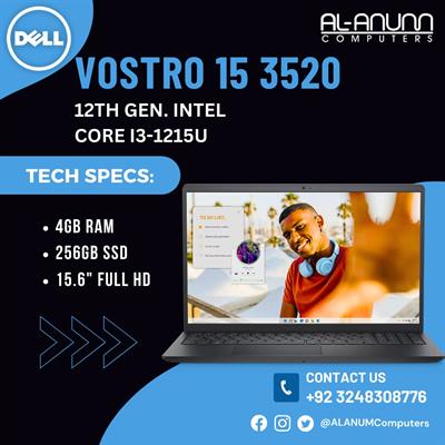 Dell Vostro 3520, CI3 12TH, 4GB, 256GB SSD, 15.6" FHD, Dos, Black