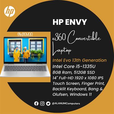 HP ENVY x360 14-es0013dx, Ci5 13th, 8GB 512GB, 14" FHD TOUCH IPS, BL-K, B&O, FPR, W11, Silver