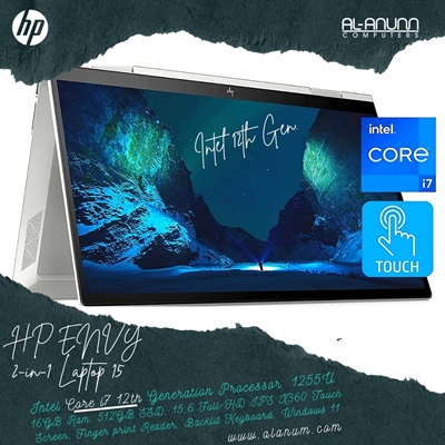HP ENVY x360 Laptop 15-ew0023dx, Ci7 12th, 16GB, 512GB SSD, 15.6 Full-HD IPS Touch, BL-K, W11, Silver