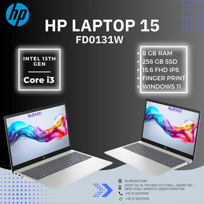 HP 15-FD0131WM, Ci3 13TH, 8Gb, 256GB SSD, F-Print, 15.6" FHD IPS, W11, SILVER