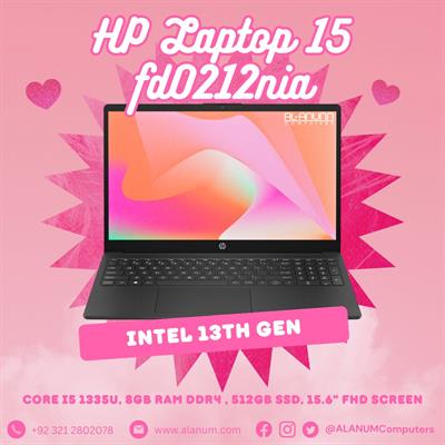 HP Notebook 15-fd0212nia, Ci5 13TH, 8Gb, 512GB SSD, 15.6" FHD, Dos, Black