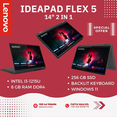 Lenvov IdeaPad Flex 5 14IAU7, Intel® Core™ i3-1215U, 8GB, 256GB SSD, 14" WUXGA (1920x1200) IPS Touch X360, BL-K, W11, Gray