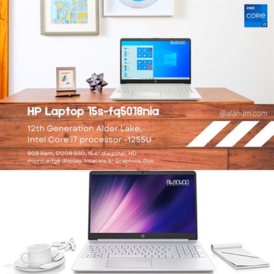 HP Notebook 15s-fq5018nia, Ci7 12TH, 8Gb, 512GB SSD, 15.6" HD, Dos, White