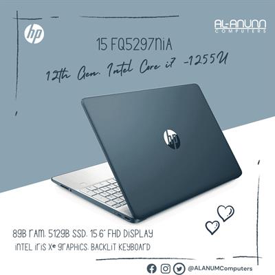 HP Notebook 15s-fq5297nia, Ci7 12TH, 8Gb, 512GB SSD, 15.6" FHD,  BL-K, Dos, Blue