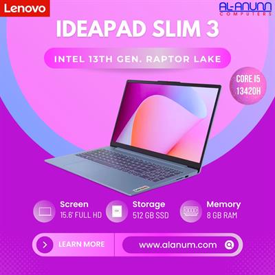 Lenovo IP Slim 3, Ci5 13TH-13420H, 8GB, 512GB-SSD, 15.6'' FHD, DOS - Arctic GREY