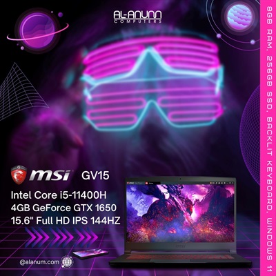 MSI GV15 THIN 11SCV, Ci5 11TH, 8GB, 256GB SSD, 4GB GeForce GTX 1650, 15.6'' Full HD IPS 144HZ, BL-K, W11, BLACK