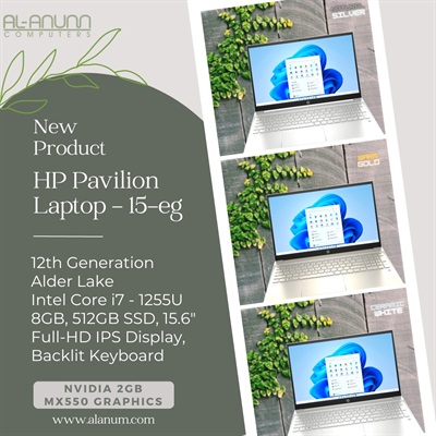 HP Pavilion 15-eg2009nia,Ci7 12TH, 8Gb, 512GB SSD, 15.6" FHD IPS, nVIDIA 2GB MX 550, BL-K, B&O, W11, Gold
