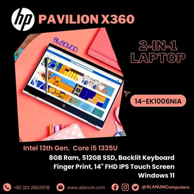 HP Pavilion X360-14-ek1006nia, Ci5 13TH, 8Gb, 512GB SSD, 14" FHD IPS Touch, FPR, BL-K, B&O, W11, Silver