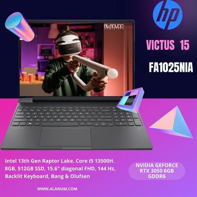 Hp Victus Gaming Laptop 15 FA1025nia, Ci5 13TH 13500H, 8Gb, 512GB SSD, RTX-3050 6Gb, BL-K, 15.6 FHD, 144Hz, Dos, Mica Silver