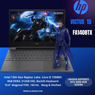 Hp Victus Gaming Laptop 15 FA1408TX, Ci5 13TH 13500H, 8Gb, 512GB SSD, RTX-3050 6Gb, BL-K, 15.6 FHD, 144Hz, Dos, Mica Silver