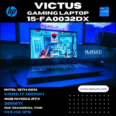 Hp Victus Gaming Laptop 15-fa0032dx, Ci7 12TH, 8Gb, 512GB SSD, 3050Ti RTX-4Gb, BL-K, 15.6 FHD, Win11, Mica Silver