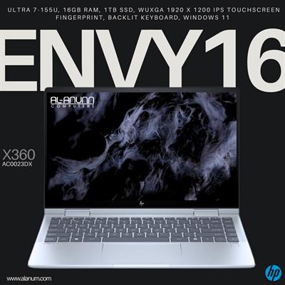 HP ENVY x360 Laptop 16-ac0023dx, Core Ultra 7 155U 14th, 16GB, 1TB SSD, 16" WUXGA IPS Touch, BL-K, FPR, W11, Silver