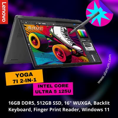 Lenovo Yoga 7i X360, Intel® Core™ Ultra 5 125U, 16GB, 512GB-SSD, 16″ WUXGA (1920 x 1200) IPS X360 Touch, W11, Gray