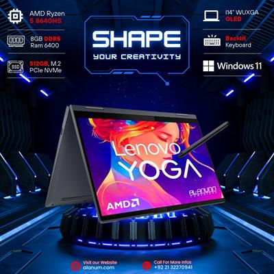 Lenovo Yoga 7i, Ryzen 5-8640HS, 8GB, 512GB-SSD, 14'' WUXGA IPS Touch, BL-K, FP, W11 - Arctic GREY