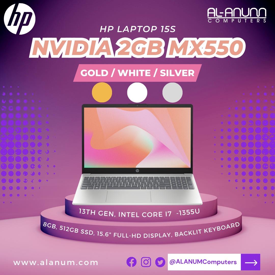 HP Notebook 15-fd0234nia, Ci7 13TH, 8Gb, 512GB SSD, 15.6" FHD, nVidia 2GB MX 550, BL-K, Dos, Gold