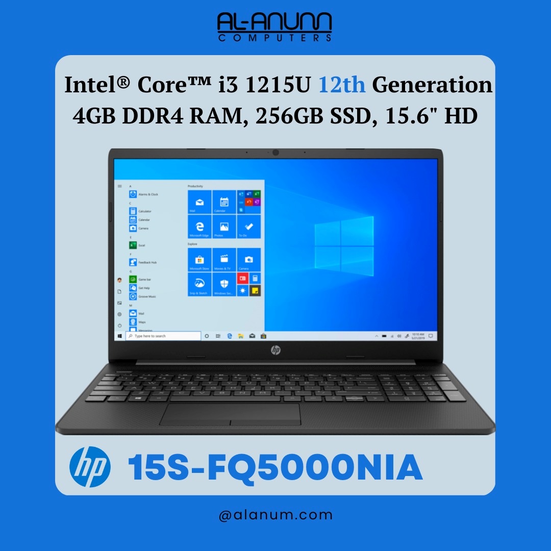 HP Notebook 15s-FQ5000nia, Ci3 12TH, 4Gb, 256GB SSD, 15.6" HD, Dos, Jet Black