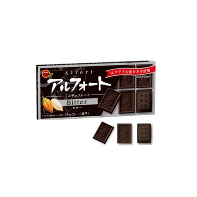 Japanese Snacks - Alfort Mini - Bitter (Dark) Chocolate Biscuits -  55g - Halal