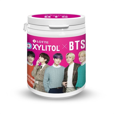 Korean Snacks - BTS - Xylitol Gum - Aloe Vera Flavor - Purple - Korean Version - Sugar Free - 86G
