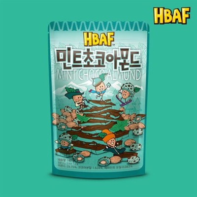 Korean Snacks - Coated Almonds - Mint Choco Almond - 190g