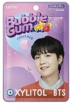 Korean Snacks - BTS - Xylitol Gum - Suga - Japanese Version - Sugar Free - 8.2g - Suga Picture - Fruit Flavor 