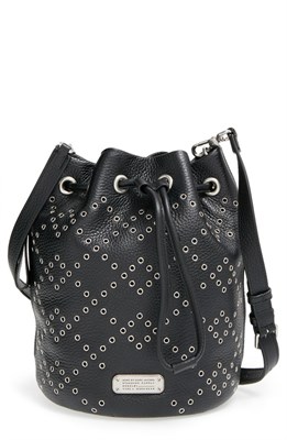 'Luna' Grommet Leather Bucket Bag
