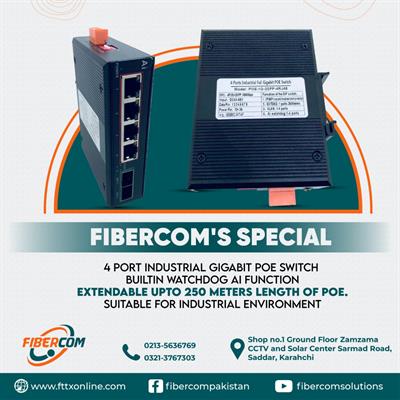 FiberCom 4 port industrial poe switch with 2 sfp ports