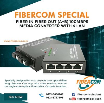 4 Lan Fiber Media Converter (Pair)