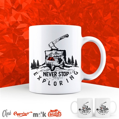 Never Stop Exploring Mug (11oz) (Wilderness Classic)