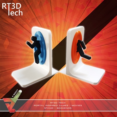 RT3D Tech - Portal Inspired Games / Movies Stand + Bookends
