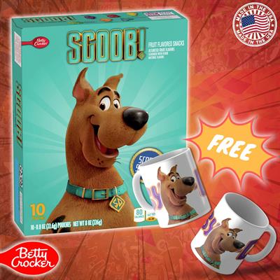 Betty Crocker - (Scooby Snacks!) Scooby Doo Fruit Flavored Snacks (Free Mug Included)