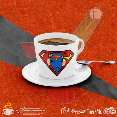 Superman Inspired Art (Premium) Cup With Saucer