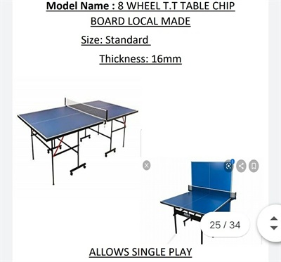 Table Tennis Table (Chip Board ) 8 wheels