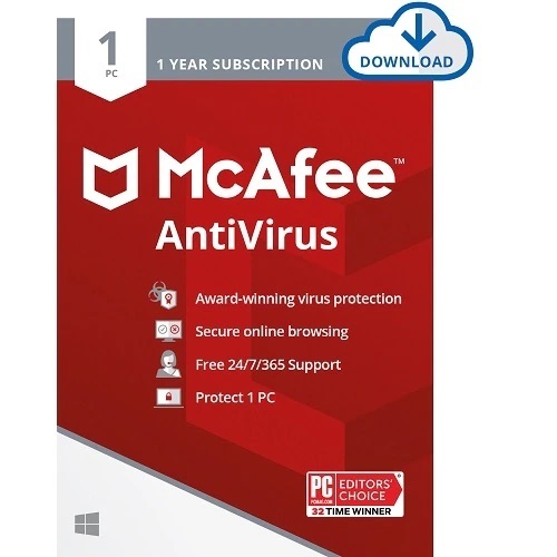 McAfee AntiVirus Protection | 1 Year Subscription | Key Card